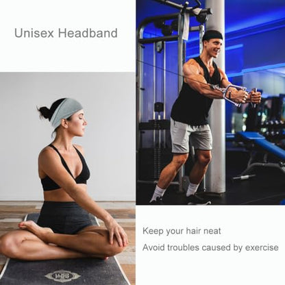YONUF Fashion Headbands For Women Wide Headband Yoga Workout Head Bands Hair Accessories Band Black White Gray 6 Pack - color: Black/White/Gray