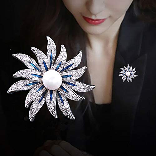 Brooch Pins for Women Girls Fashion Flower Crystal Rhinestone Pearl Jewelry - color: Color 6