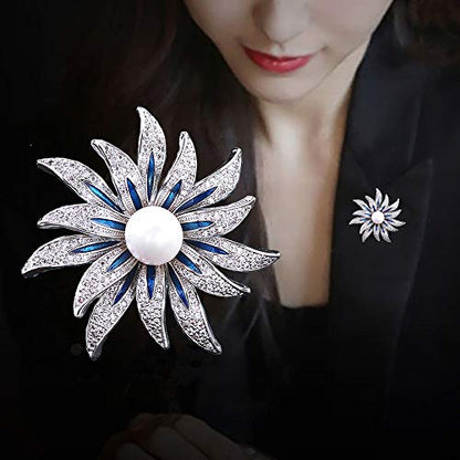 Brooch Pins for Women Girls Fashion Flower Crystal Rhinestone Pearl Jewelry - color: Color 6