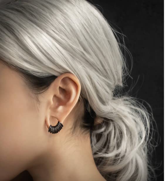 Casvort 10 PCS 16G Seamless Septum Nose Piercing Rings Segment Tragus Hoop Rings 316 Stainless Steel Helix Ring Stack Clickers Ear Plugs Hangers Women Body Jewelry - color: Black Classic, size: 1.2*8mm 10 PCS