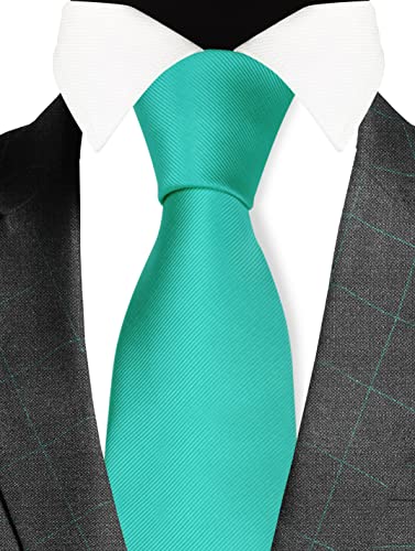 GUSLESON Classic New 3.15"（8cm） Men's Solid Color Necktie Wedding Business Tie + Gift Box - color: Aqua
