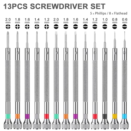 13PCS Professional Watch Screwdriver Set, BEBEEPOO Micro Precision Screwdriver Set，Micro Precision Eyeglasses Repair set， 0.6-2.0mm, Jewelry Work,Computer Phone Small Tools