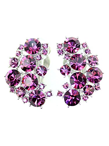 Faship Gorgeous Clip Ons Floral Earrings - color: Purple