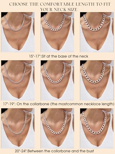 sailimue Chunky Gold Necklace Stainless Steel Cuban Chain for Women Men | Heavy-Duty Hypoallergenic 18K Gold Plated Thick Choker Link Chain Necklaces Non Tarnish Statement Jewelry Gift 9/13/15mm - color: Silver