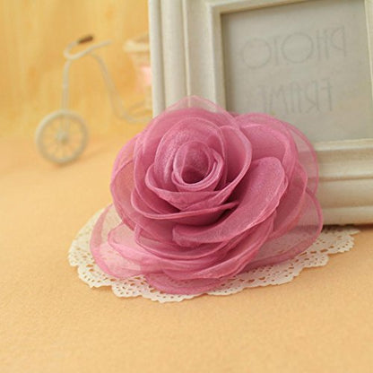 Merdia Women's Lovely Flower Hair Clip, Rose Brooch Pin, Floral Hair Clips for Women, Hat Pins, Light Purple, Hair Accessory - color: Light Purple