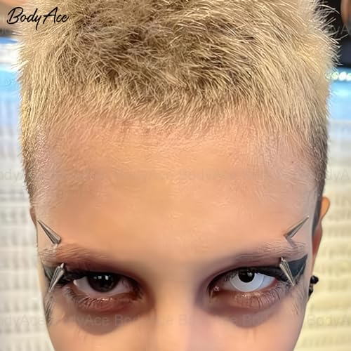 16G Spike Eyebrow Piercing Jewelry Curved Barbell Eyebrow Tragus Lip Rings | Black Spike Earrings with Balls Rook Nose Bridge Ring for Women Men - color: Bar Length:6mm
