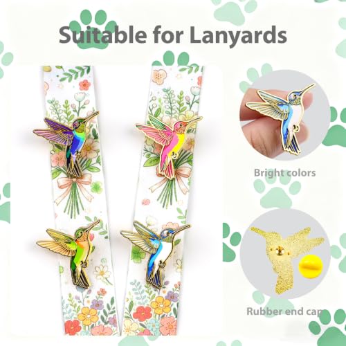 4/6/9/10/12/16/20PCS Cute Enamel Pins Bulk Set, Art Aesthetic Lapel Brooches, Humorous Quote Pins for Backpacks Jackets Hats Bags, Novelty Cool Badges for Women, Men, Teens, Kids - style: 4pcs Hummingbird