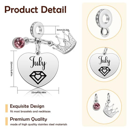 Birthday Gifts for Women Birthstone Charms for Bracelets Necklaces Jewelry Gift for Mom Wife Daughter Granddaughter Niece Sister Girlfriend - color: July