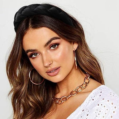 DRESHOW Braided Headbands for Women Velvet Hair Hoop Elastic Criss Cross Hair Bands Accessories - color: 01 Pc Velvet Braided: Black
