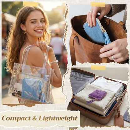 Hsei 5 Pack Small Travel Jewelry Case Bulk Mini Jewelry Organizer for Women 6-layer Velvet Zipper Pouch Bag Bridesmaid Gifts for Bangles Link Bracelets Storage Protect