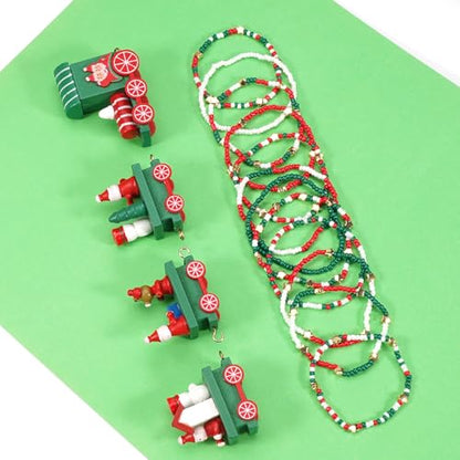 Ardorchid Halloween Bracelets for Women Pumpkin Ghost Steleton Bat Skull Beaded Stackable Stretchy Bracelet Rugby Thanksgiving Christmas Heishi Bracelets - color: Christmas Bracelets-2