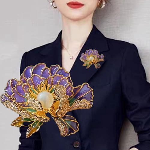SYWDUDUCLT Fashion Elegant Brooches for Women Brooch, Suitable For Party And Daily Wear On Many Occasions - style: Peony-Purple