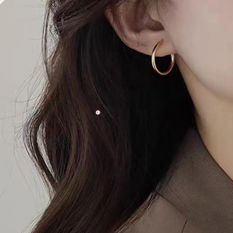 Clip On Hoop Earrings for Women - Silver and Gold-Tone Brass Spring Hoops for Non-Pierced Ears