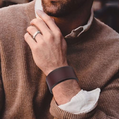 2PCS Retro Dark Brown Genuine Leather Handmade Blank Cuff Bracelet Bangle Wide Adjustable Wrap Wristband Cowhide Leather Cuff Arm Armor with Snap for Men Women Halloween Costume Party - color: 2pcs Brown