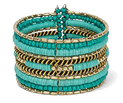SPUNKYsoul New! Boho Metal Cuff Bangle Bracelets for Women l Collection - style: Teal & Gold