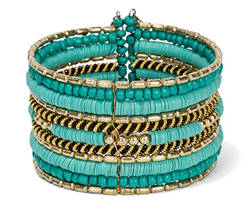 SPUNKYsoul New! Boho Metal Cuff Bangle Bracelets for Women l Collection - style: Teal & Gold