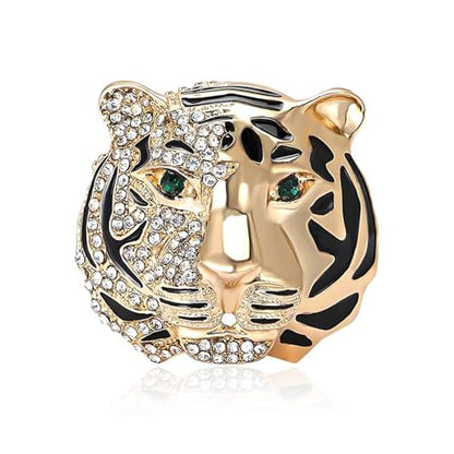 Luxury Crystal Tiger Brooch Pins for Women Men Vintage Gold-Tone Climbing Black Spots Leopard Brooch Fashion Panther Cougar Pin Suit Jackets Coat Animal Jewelry Gift - style: Gold Tiger