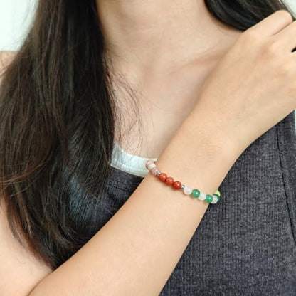 Natural Healing Gemstone Bracelet Handmade Yoga Stretch Elastic Bracelet Stress Relief Crystal Jewelry for Men and Women - color: All things cute (Good Attitude), size: 6mm