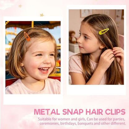 80Pcs 2Inch Hair Snap Clips Solid Candy Color Hair Pins for Women Girls | 80Pack 5cm snap water drop clips durable material diy craft clips - color: Solid Colors