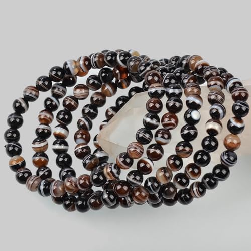 MASSIVE BEADS Handmade Yoga Stretch Elastic Bracelet Natural Stone Crystal Healing Power Energy Gifts for Unisex Adult 4mm 6mm 8mm 10mm - color: Evil Eye Agate(Against Evil), size: 6mm