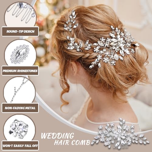 Wedding Hair Accessories: Bridal Headpiece With Hair Piece for Brides (Silver) - color: Silver
