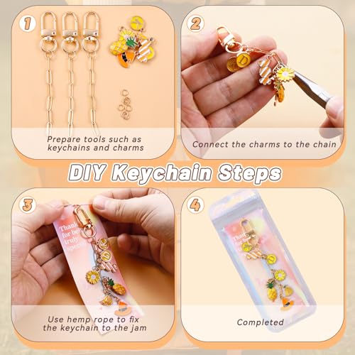 Wurosi 25Set Paperclip Keychain Making Kit with Gift Bags & Thank You Cards | Includes Keychain Clips, Extender Chains and Packaging Supplies, Perfect DIY Purse Handbag Key Chain Accessories Gift - color: 25 Set Gold Keychain Kit