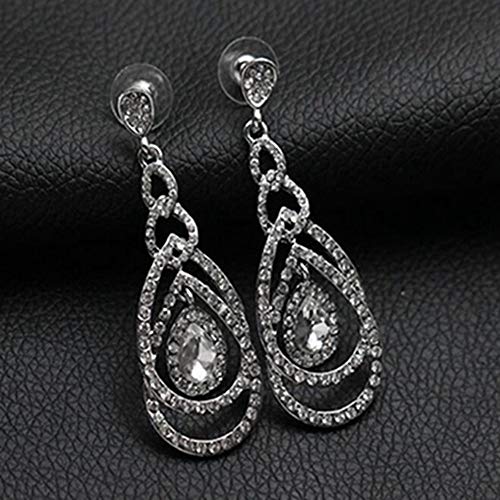 Cute Hollow Crystal Rhinestone Teardrop 8-Shaped Long Dangle Earrings for Women Fashion Strand Jewelry - style: Style04