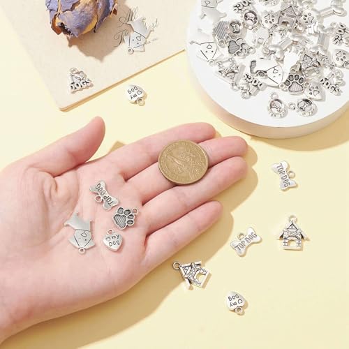 LiQunSweet 50 Pcs 10 Styles Lovely Dog Animal Charms Pet Dog Charm for Bracelet DIY Craftings Jewelry Making - color: Dog Animal Pet Charm_10 Styles