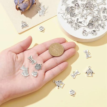 LiQunSweet 50 Pcs 10 Styles Lovely Dog Animal Charms Pet Dog Charm for Bracelet DIY Craftings Jewelry Making - color: Dog Animal Pet Charm_10 Styles
