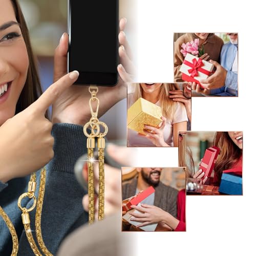 Crystal Phone Strap Crossbody Rhinestone Anti Theft Layered Strap Crossbody Cell Phone Neck for Women (Light Brown) - color: Light Brown