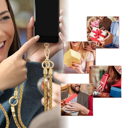 Crystal Phone Strap Crossbody Rhinestone Anti Theft Layered Strap Crossbody Cell Phone Neck for Women (Light Brown) - color: Light Brown