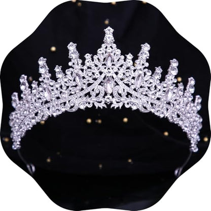 Tiaras and Crowns for Women Crystal Princess Tiaras Rhinestone Queen Crowns For Wedding Bridal Birthday Prom Pageant Party (Tiara 100) - color: Silver