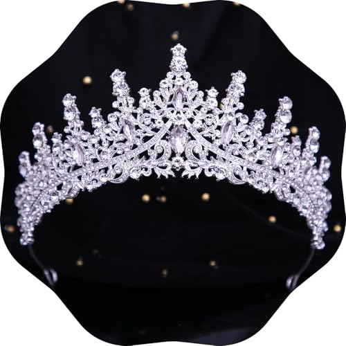 Tiaras and Crowns for Women Crystal Princess Tiaras Rhinestone Queen Crowns For Wedding Bridal Birthday Prom Pageant Party (Tiara 100) - color: Silver