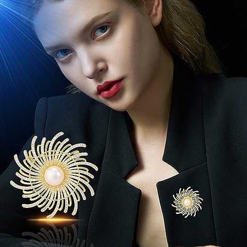 Brooches and Pins for Women Elegant Flower Pearl Brooches Costume Broches Jewelry Lady Christmas Pin for Women - style: Equinox Flower
