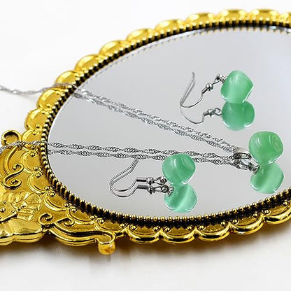 Uloveido Apple Necklace and Earrings Set for Women Cute Apple Jewelry Set for Teacher Mom YL007 - color: Light Green