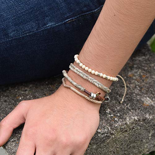 Wakami Charm Bracelet Stack Beaded Stackable Bracelets for Women - color: Beige | 7.5IN