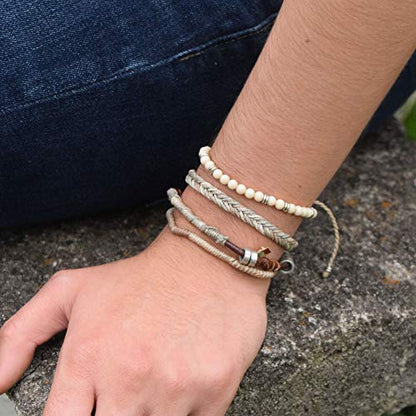 Wakami Charm Bracelet Stack Beaded Stackable Bracelets for Women - color: Beige | 7.5IN