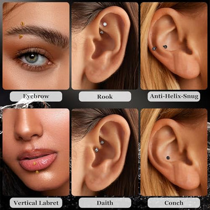 16G G23 Pure Titanium Eyebrow Piercing Jewelry for Women Men Small Curved Barbell Belly Ring Eyebrow Vertical Labret Lip Tongue Ring Rook Helix Conch Daith Earring Piercing Jewelry 6-10MM - color: Silver, size: 8MM-Top Pick