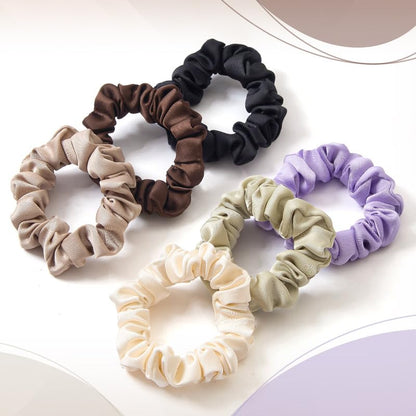 Satin Scrunchies for Women & Girls, Silk-Touch Hair Ties and Gentle Ponytail Holders, Soft No-Damage, No-Crease Hair Accessories in Morandi Earth Tones, 6-Pack