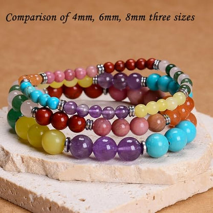 Natural Healing Gemstone Bracelet Handmade Yoga Stretch Elastic Bracelet Stress Relief Crystal Jewelry for Men and Women - color: All things cute (Good Attitude), size: 4mm