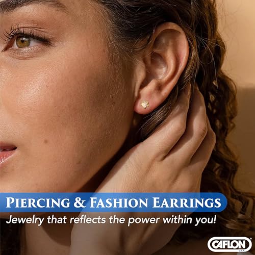 Caflon 16G 24K Gold Plated Rock Crystal Piercing Studs, Sterilized, 4/5mm | 24K gold plated, hypoallergenic, sterilized, gun or needle safe, 4mm-5mm - size: 4mm