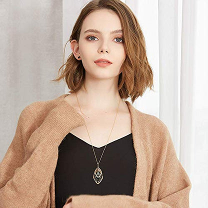 3PCS Long Pendant Necklaces for Women Disk Circle Pendant Triple Stack Pendant Necklace Tassel Sweater Necklace Statement Necklace Y Necklaces Set - color: Goldtone A
