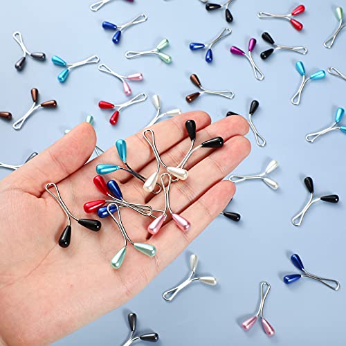 48 Pieces Hijab Pins for Women Muslim Faux Pearl Clips U Shaped DIY Boutonniere Alloy Decorative Brooch Safety Scarf Hijab Pins for Wedding Dress Accessories