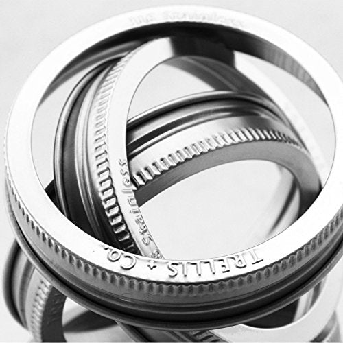 Trellis + Co.Stamped Stainless Steel Wide Mouth Mason Jar Replacement Rings | Bands / Tops Durable & Rustproof For Pickling, Canning, Storage (6 Pack) - size: 6 Pack