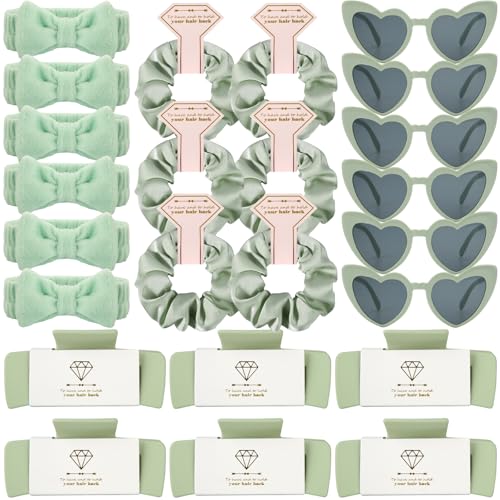 Bridesmaid Scrunchies Proposal Hair claws clips Set of 12 Bridal Shower heart sunglasses Gifts for Wedding Bachelorette Party Favors (24pcs Sage Green headband) - color: 24pcs Sage Green headband