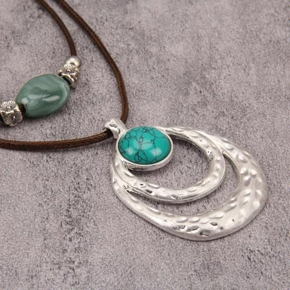 Boho Necklaces for Women Chunky Circle Necklace Bohemian Necklaces | Chunky Boho Necklace for Women Layered Boho Circle Leather Choker Necklace Long Vintage Necklaces Bohemian Jewlery Gifts - style: Bohemian Chain Necklace