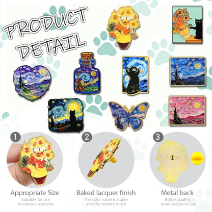 4/6/9/10/12/16/20PCS Cute Enamel Pins Bulk Set, Art Aesthetic Lapel Brooches, Humorous Quote Pins for Backpacks Jackets Hats Bags, Novelty Cool Badges for Women, Men, Teens, Kids - style: 9pcs Art