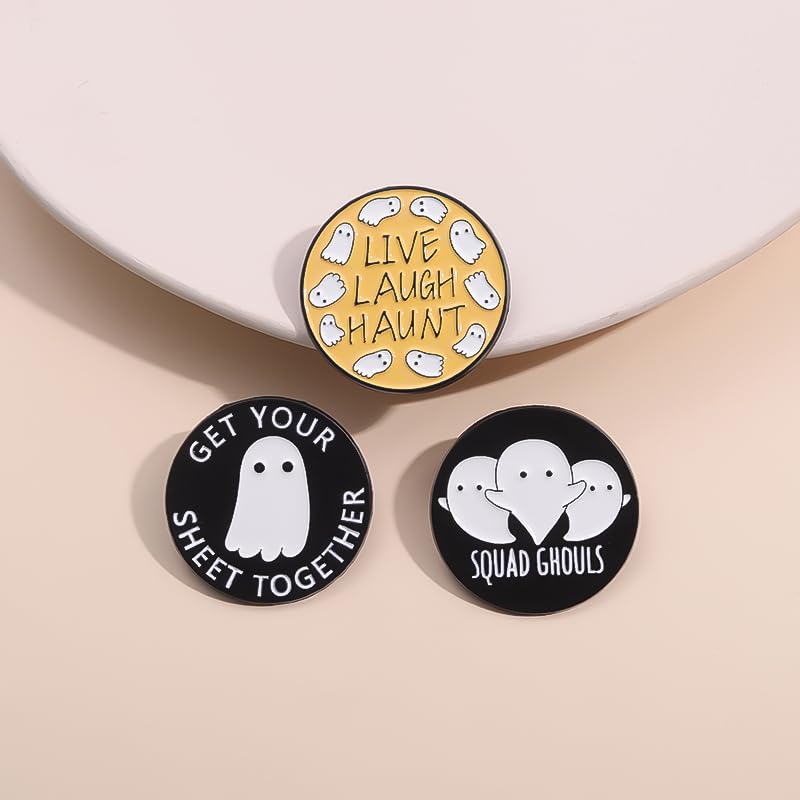 Cartoon Animal Enamel Brooch Set Cute Butterfly Duck Cat Lapel Pins for Backpacks Jacket Decoration Gifts for Friends - style: Squad Ghouls Ghost