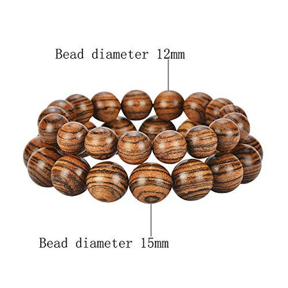Prayer Bead bracelet Mala Beaded Bracelets for Men Women 12/15MM … - color: 15mm 15 beads Tiger skin