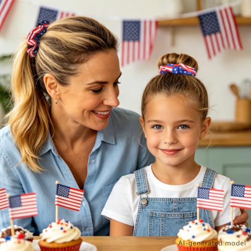 Semato 16 Pcs 4th of July Satin Scrunchies Patriotic Red White Blue Hair Ties Independence Day Ponytail Holders Hair Accessories for Women Girls - color: 4th of july